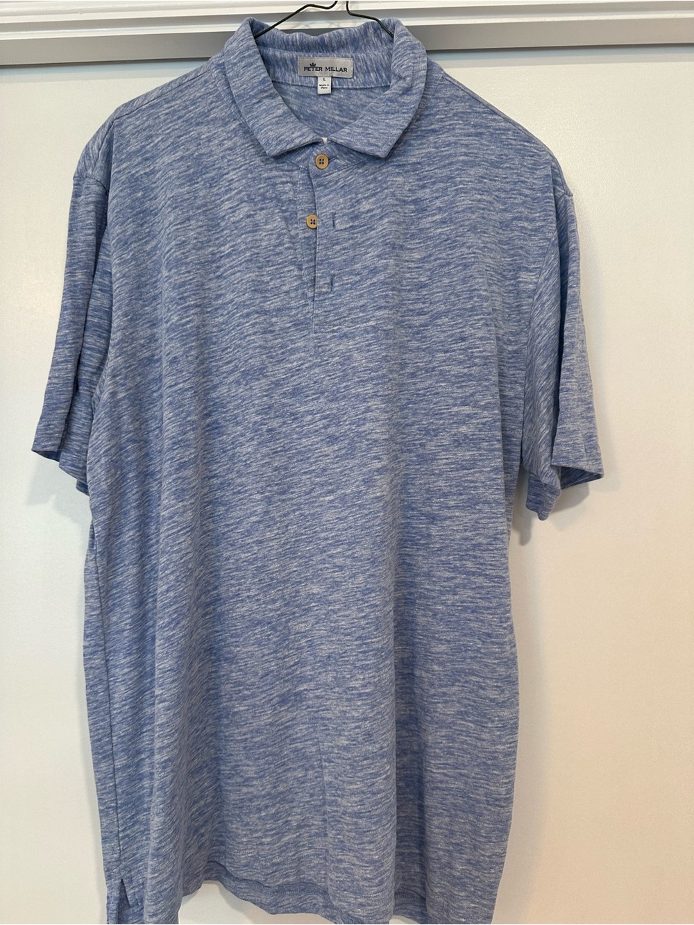 Peter Millar Large Men's Heathered Blue Polo Shirt